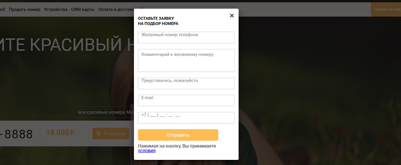 Как оформить заказ на номер Билайн