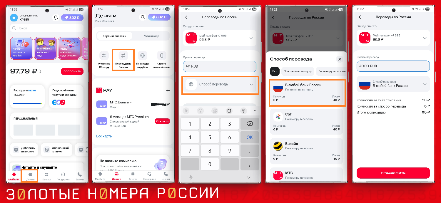 Перевод на банковскую карту с баланса МТС